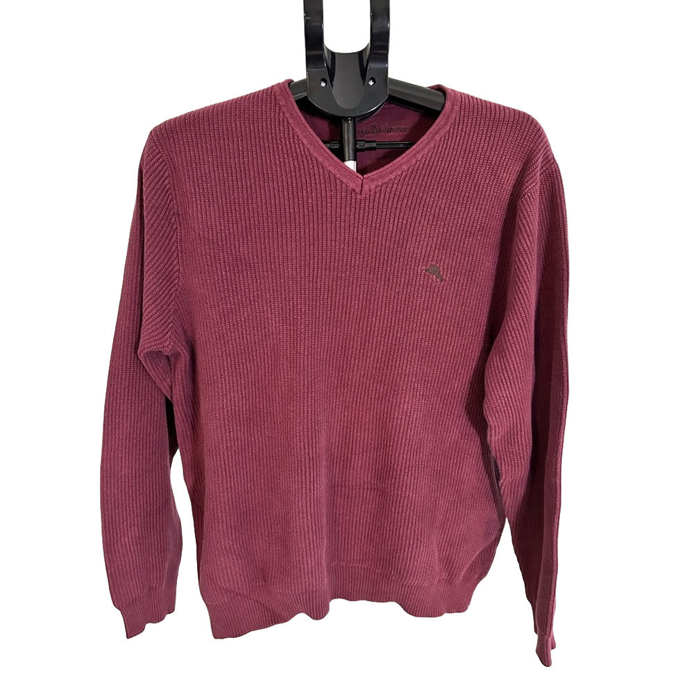 MENS TOMMY BAHAMA V NECK BURGUNDY SWEATER